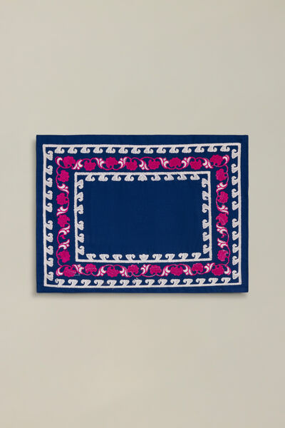 Dyed Embroidered Cotton Duck 13x17in Table Mat