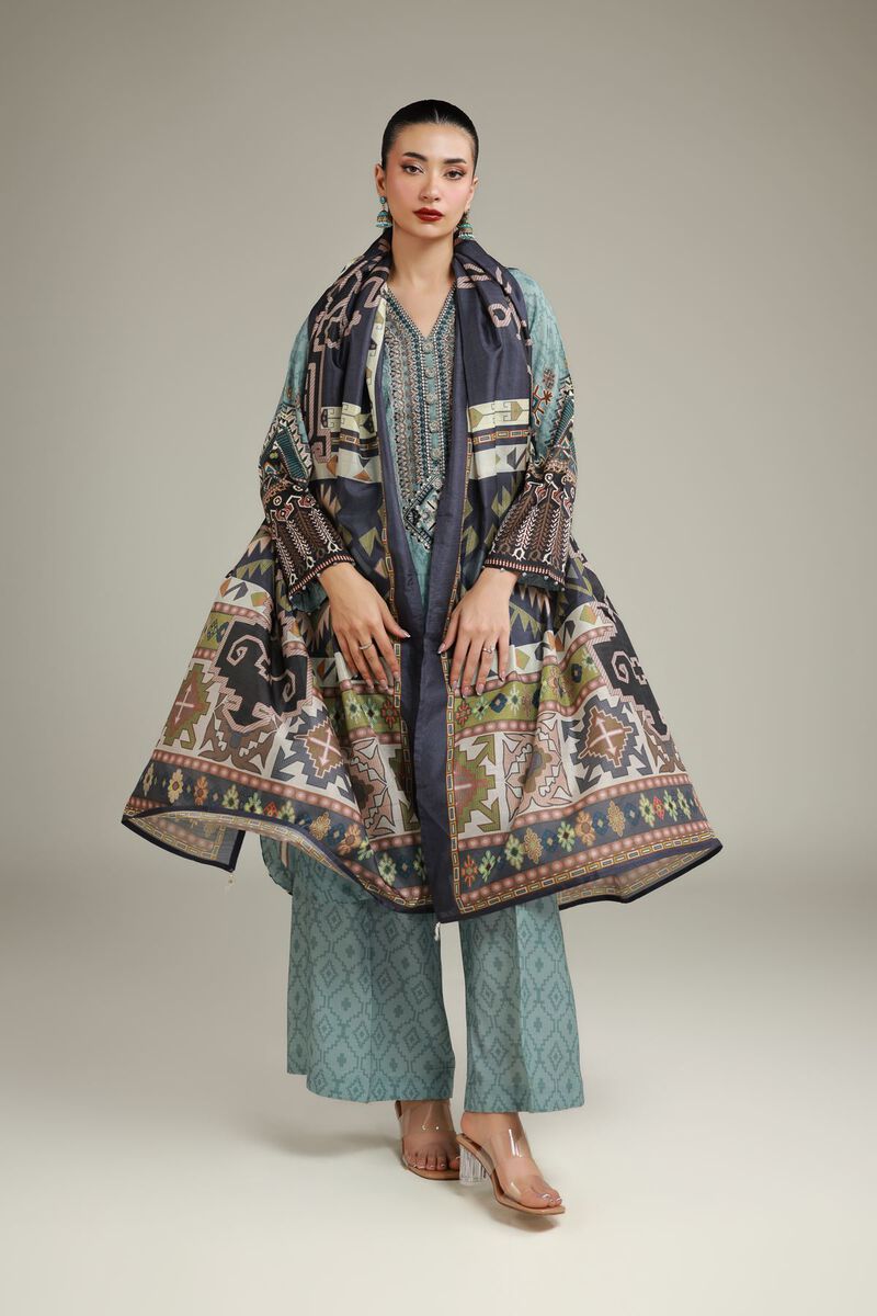 Navy Geometric Dupatta