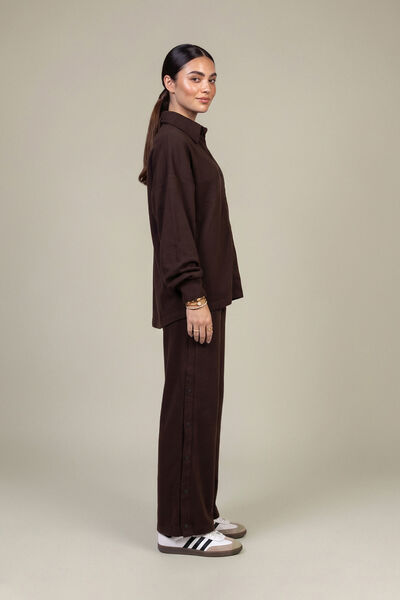 Dyed Double Jersey Solid Brown Trousers
