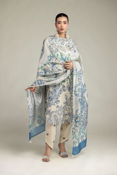 Embroidered Raw Silk Floral Silk Shalwar