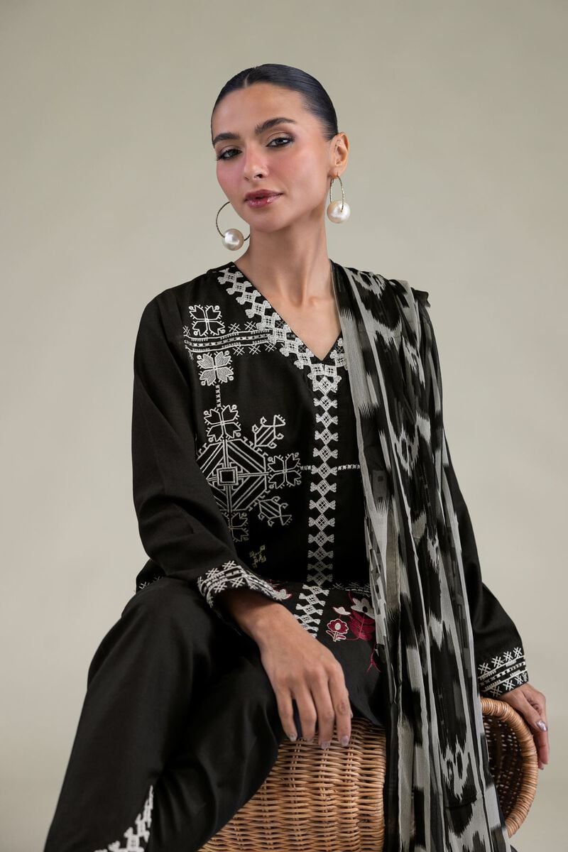 Black Floral Kurta