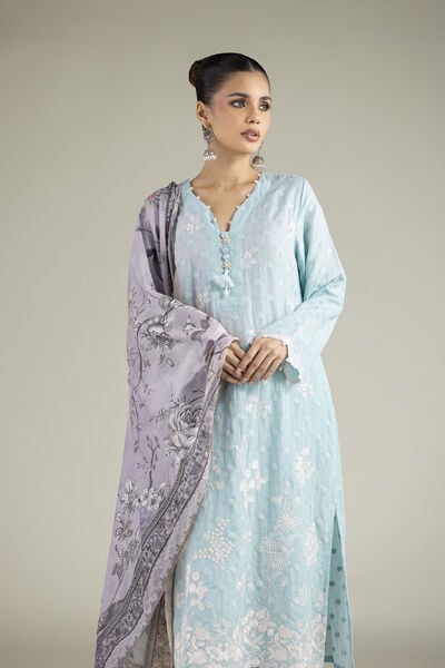 Embroidered Broshia Floral Tailored 3-Piece