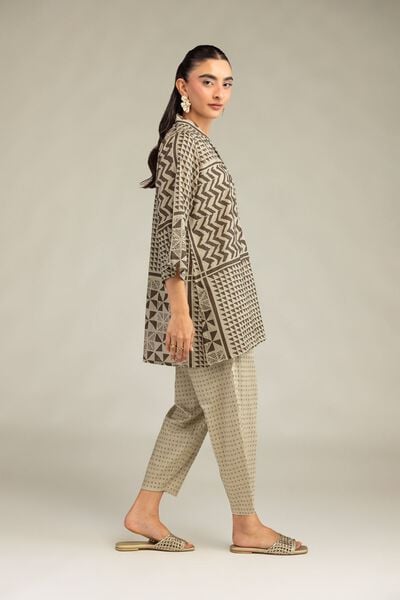 Printed Cambric Beige Printed Pants