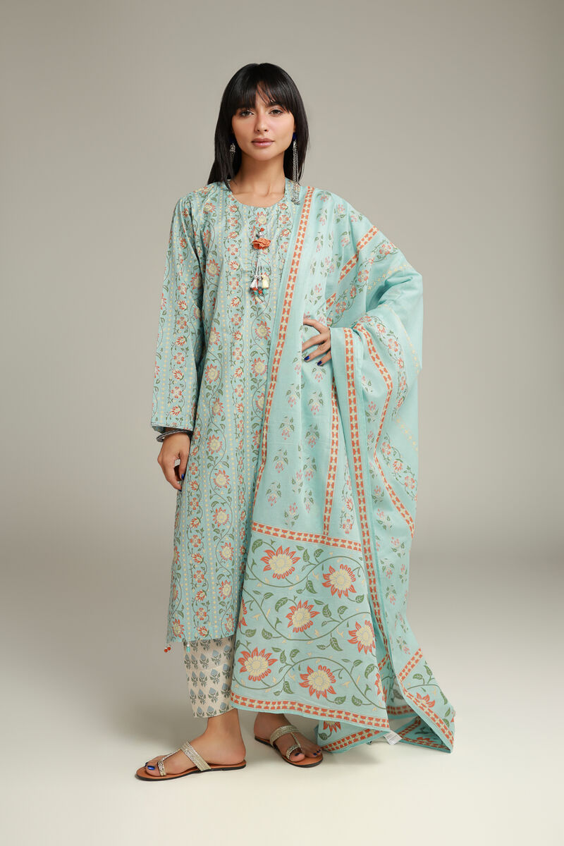 Floral Pom-Pom Dupatta