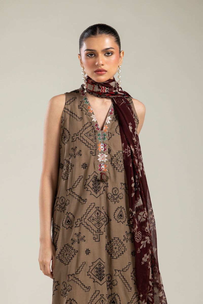 Maroon Floral Dupatta