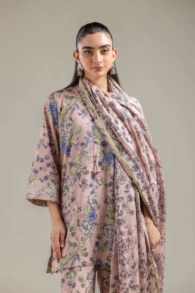 Peach Lawn Dupatta