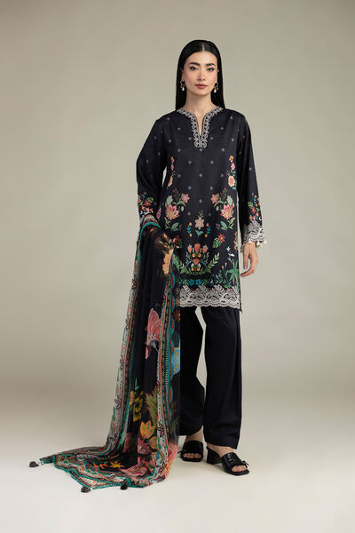 Embroidered Cambric Fabrics 3 Piece
