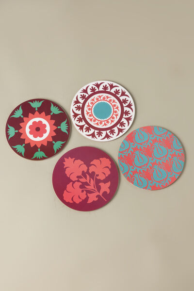 Printed Hard Cork Pack of 4 4in Coaster