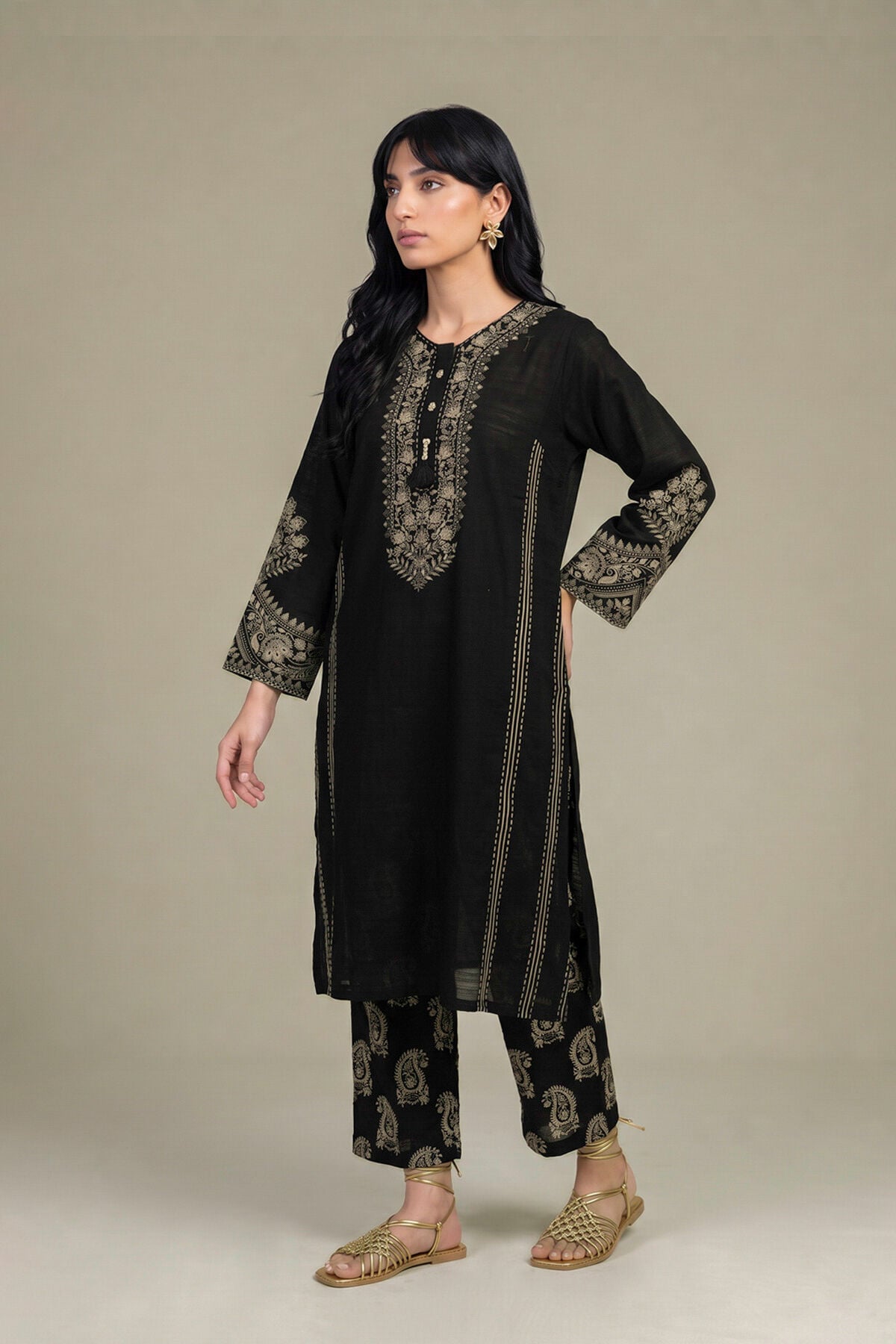 Khaadi - Black Printed Pants