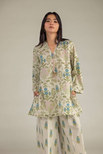 Floral V-Neck Kurta, image 1