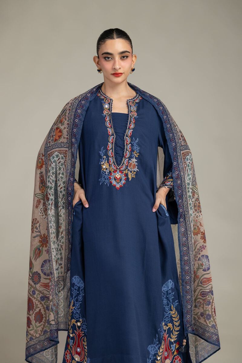 Floral Navy Kurta