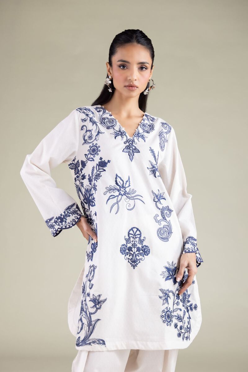 Floral V-Neck Kurta