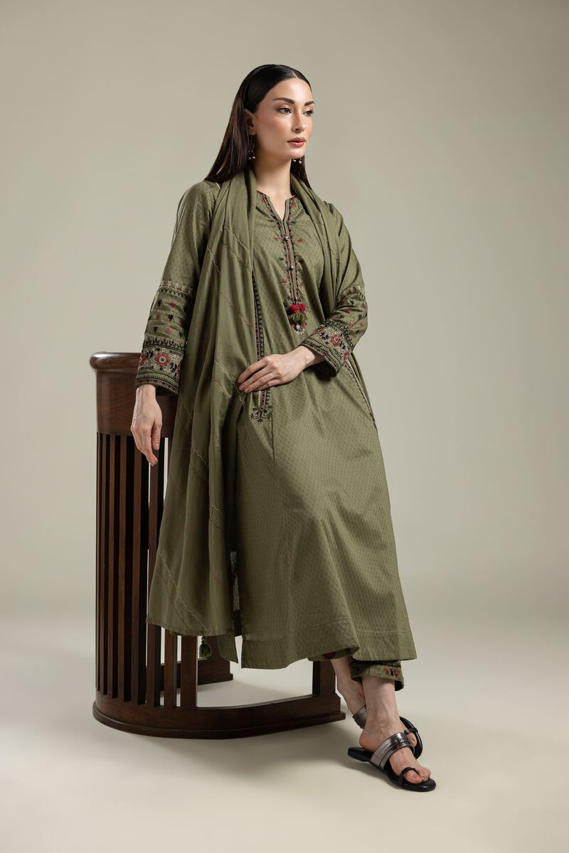 Lawn Olive Dupatta