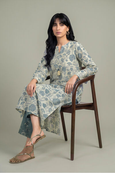 Printed Light Khaddar Floral Printed Kurta