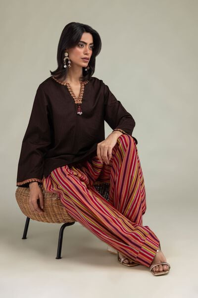 V-Neck Cotton Kurta, image 1