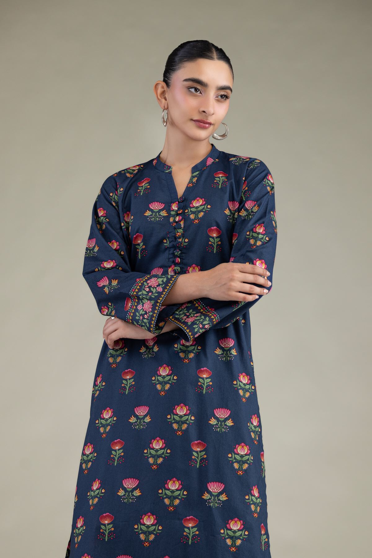Khaadi - Cambric Navy Kurta