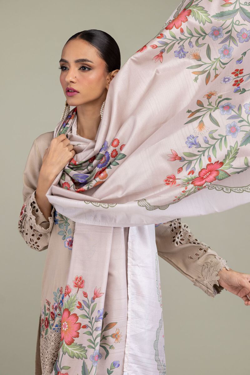 Floral Beige Dupatta