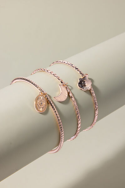 Embellished Metal Set Of 3 Bracelet