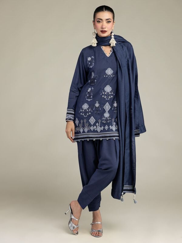 Silk Navy Shalwar