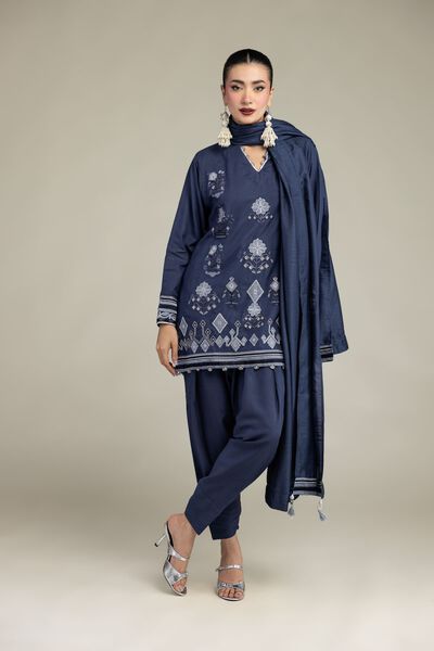 Silk Navy Shalwar, image 1