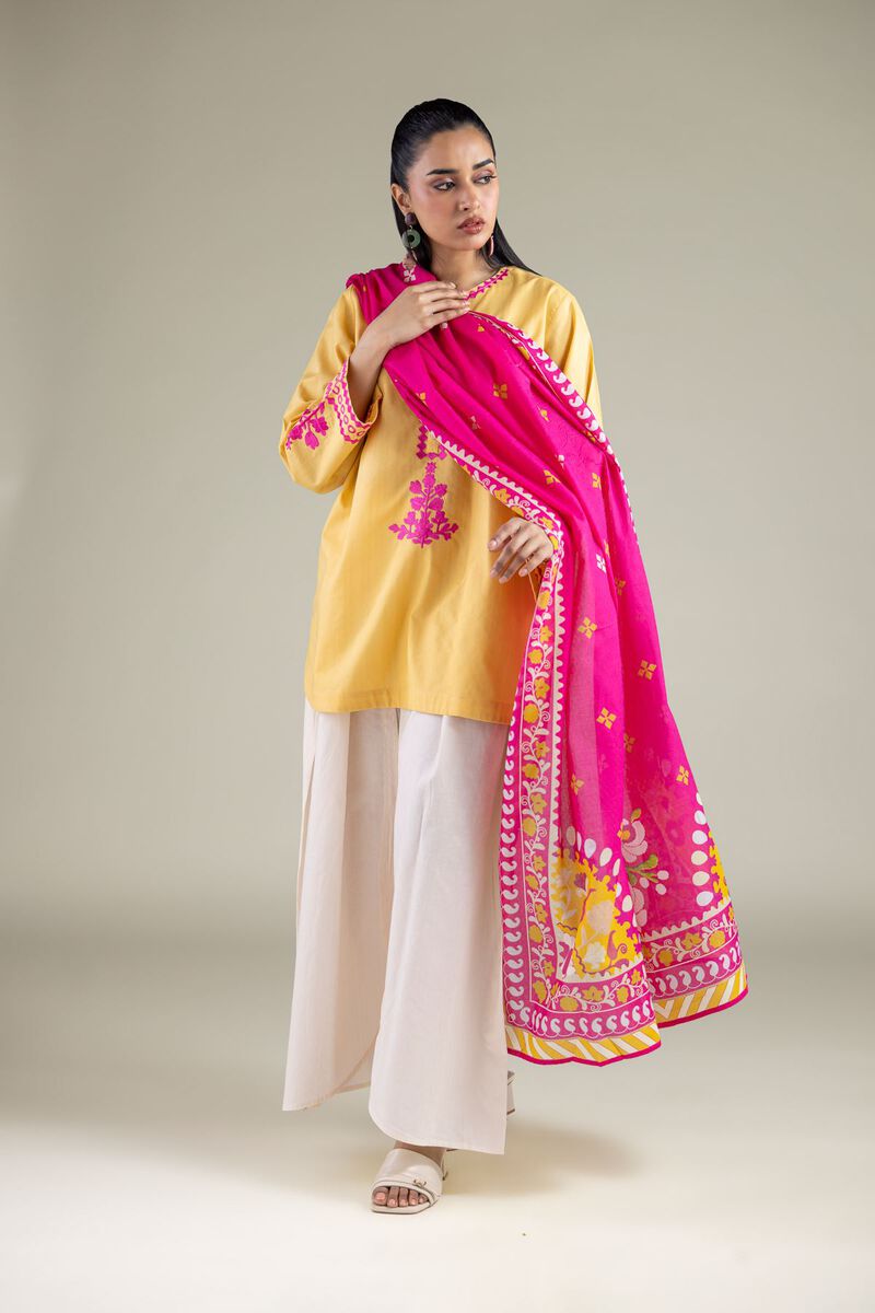 Cotton Magenta Dupatta