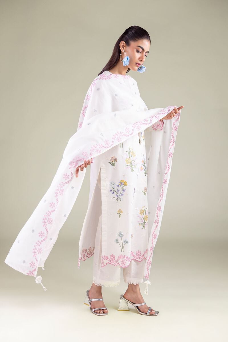 Floral Threadwork Dupatta