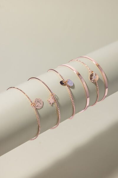 Embellished Metal Set Of 6 Bracelet