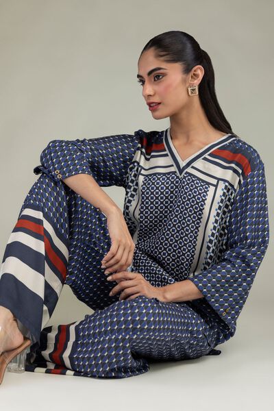 Embroidered Viscose Crepe Viscose V-Neck Tunic