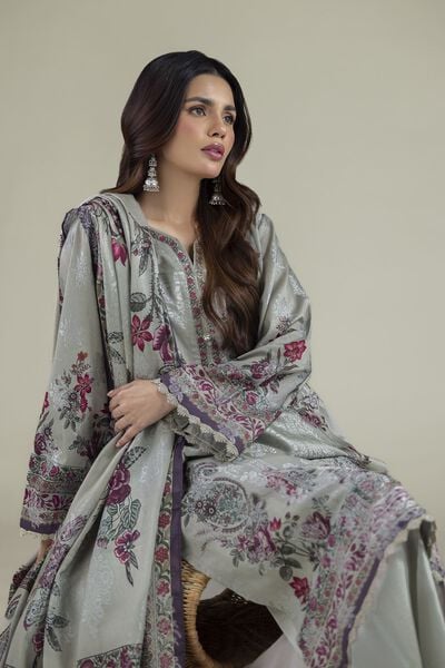 Printed Jacquard Floral Tailored 3-Piece