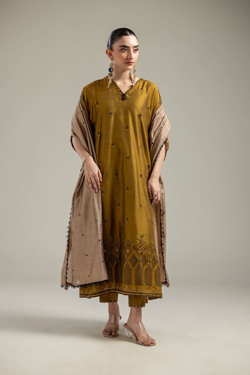 Beige Net Dupatta