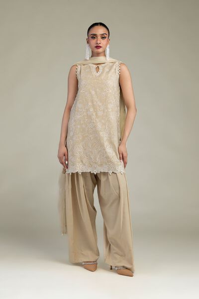 Beige Solid Shalwar, image 1
