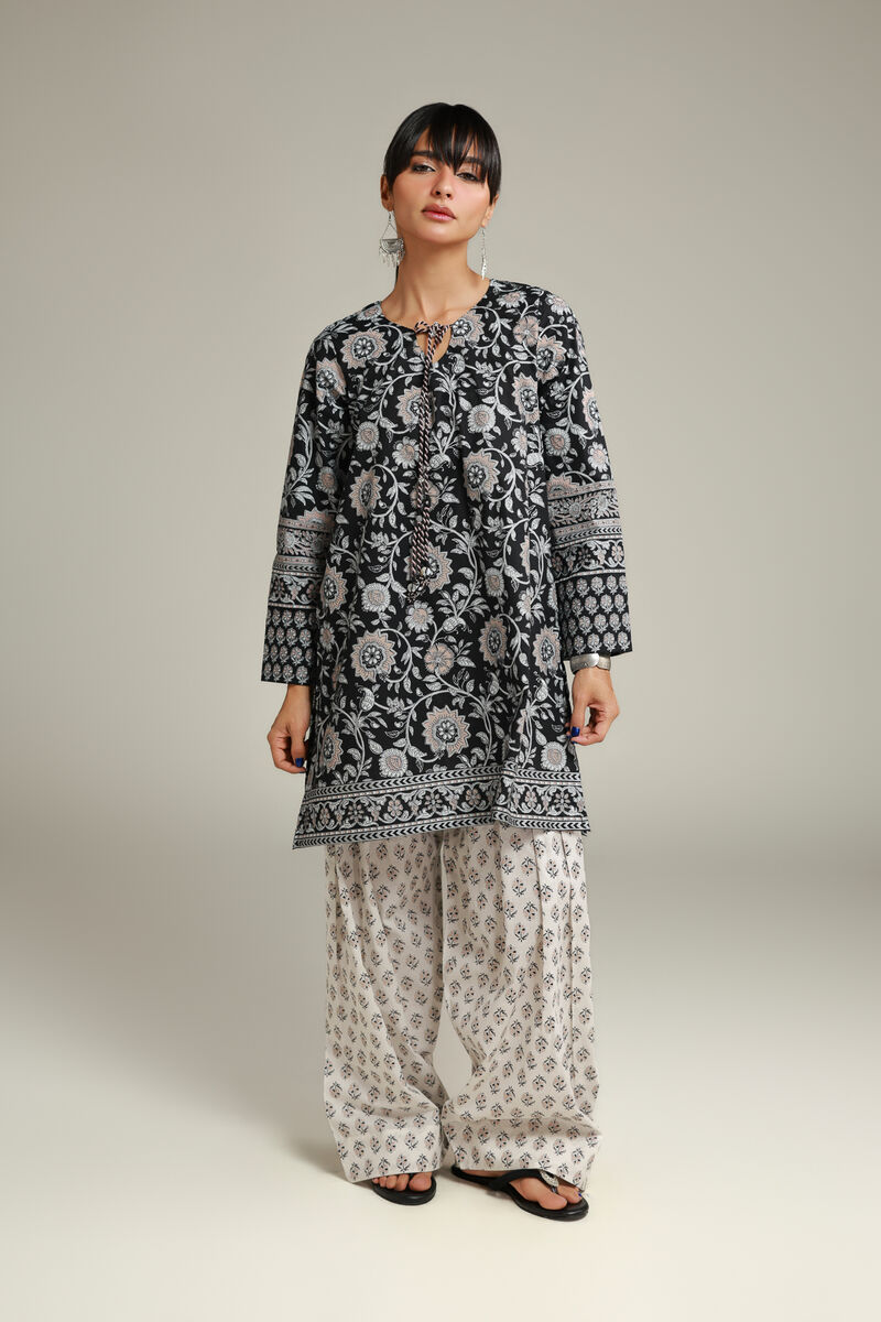 Floral Black Kurta