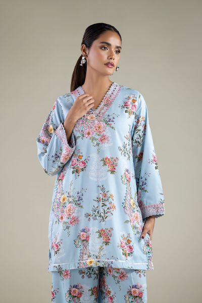 Paisley V-Neck Kurta, image 1