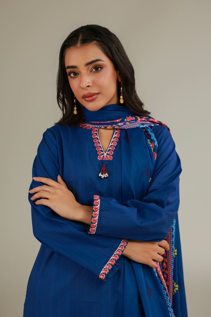 Embroidered Navy Dupatta