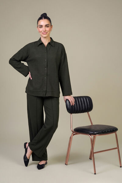 Dyed Textured Cotton Solid Cotton Trousers