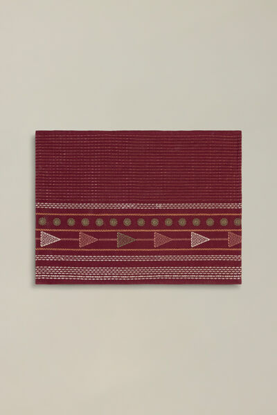 Dyed Embroidered Cotton Duck 13x17in Table Mat
