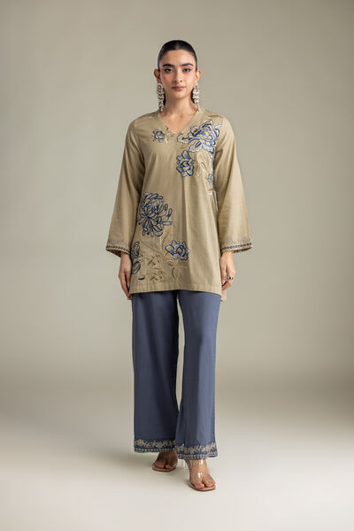 Embroidered Raw Silk Raw Silk Pants