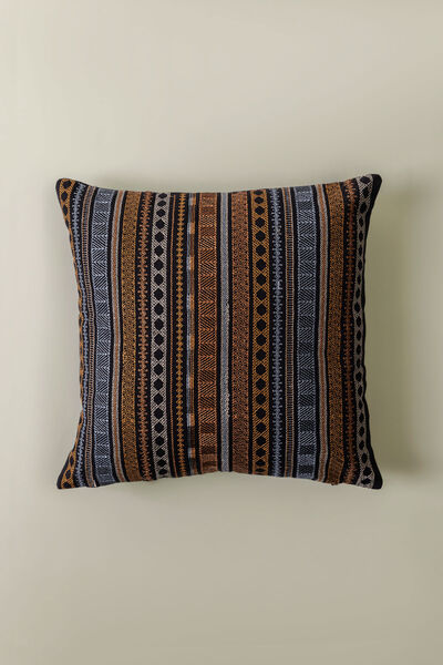 Dyed Embroidered Cotton Duck 16x16in Cushion Cover