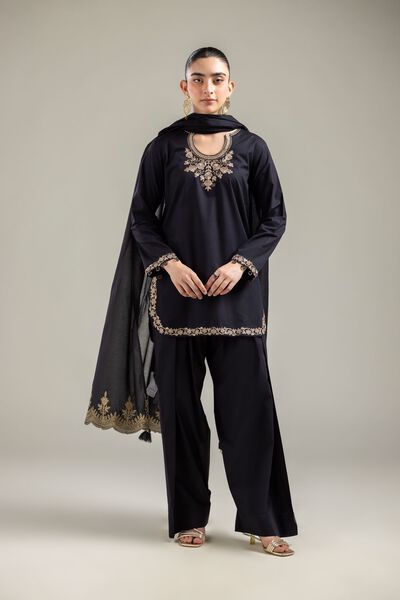 Solid Black Shalwar, image 1