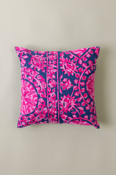 Dyed Embroidered Cotton Duck 16x16in Cushion Cover