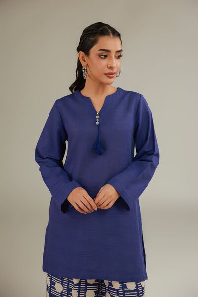 V-Neck Tassel Kurta, image 1