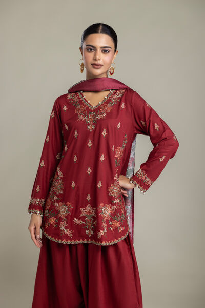 Embroidered Raw Silk Floral Silk Kurta