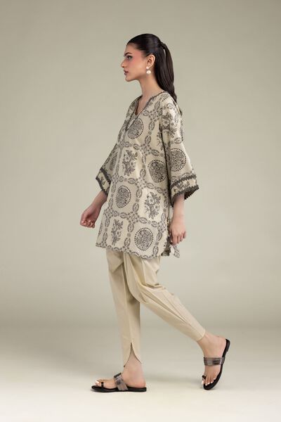 Beige Solid Shalwar, image 1