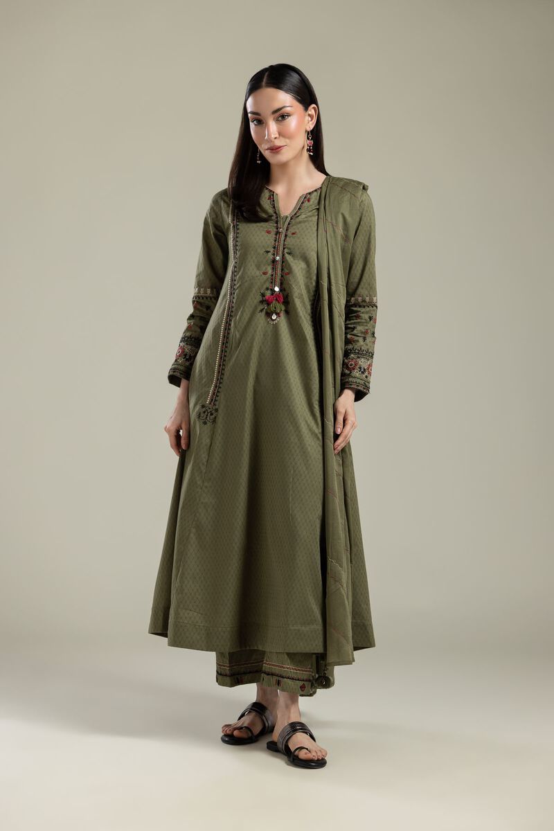 Lawn Olive Dupatta