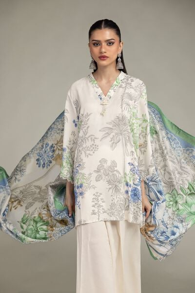 Floral V-Neck Kurta, image 1