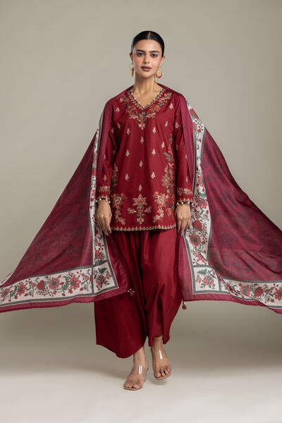 Embroidered Polyester Silk Floral Silk Dupatta