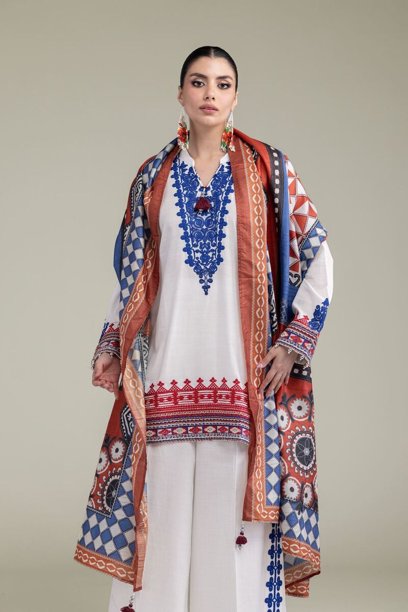White V-Neck Kurta