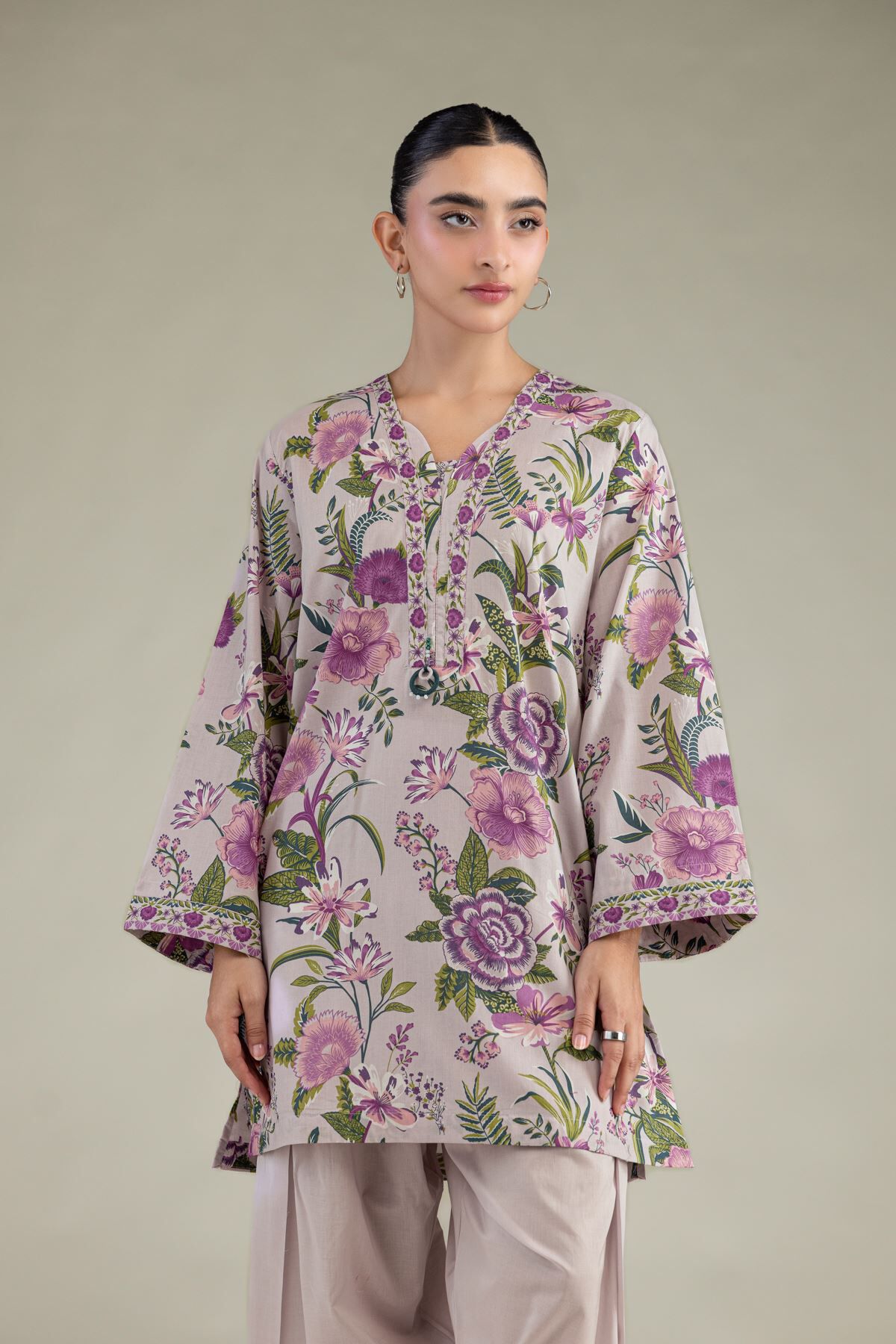 Khaadi - Floral V Neck Kurta