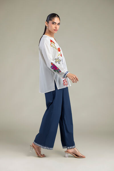 Dyed Cambric Navy Cambric Trousers