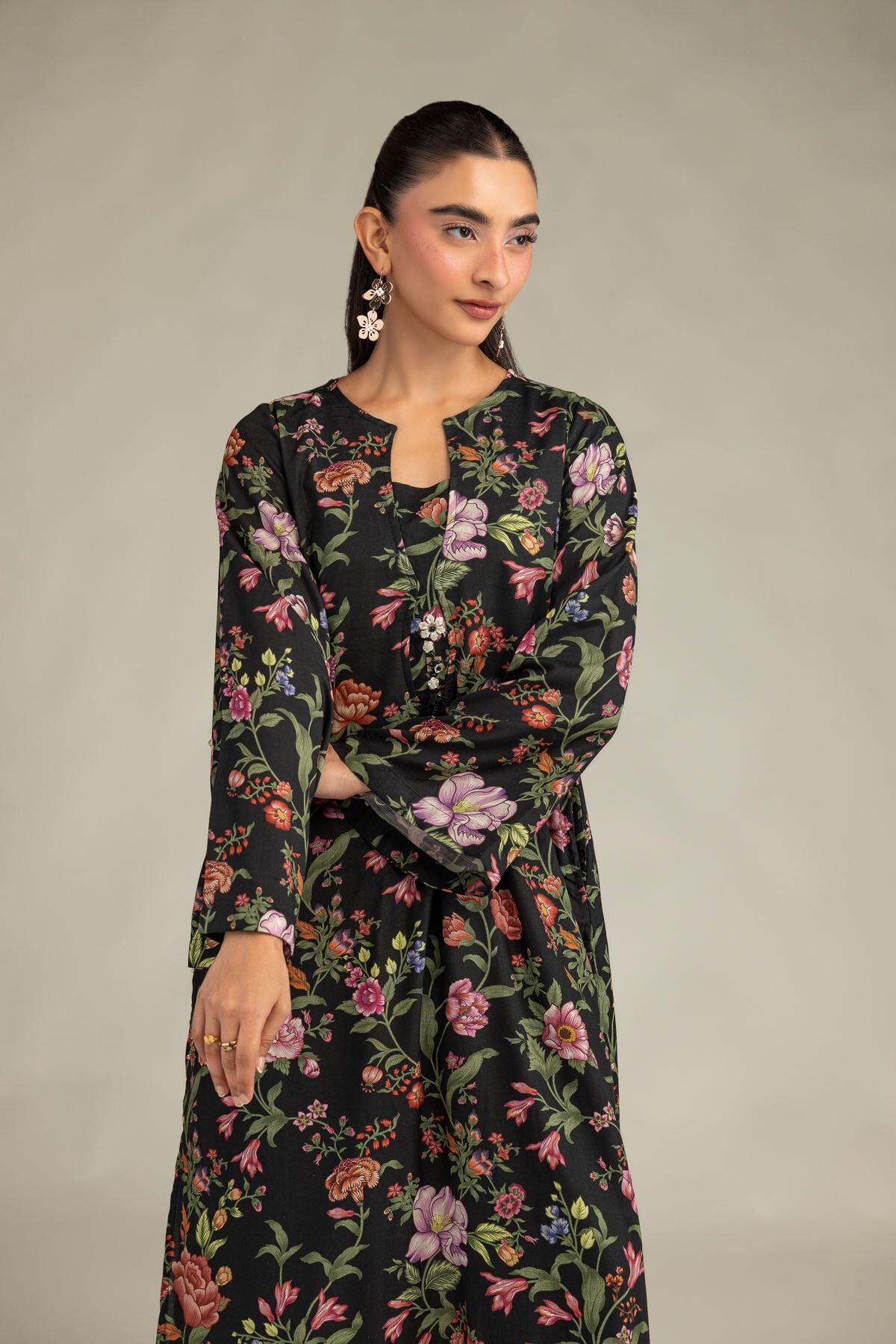 Khaadi - Black Floral Kurta
